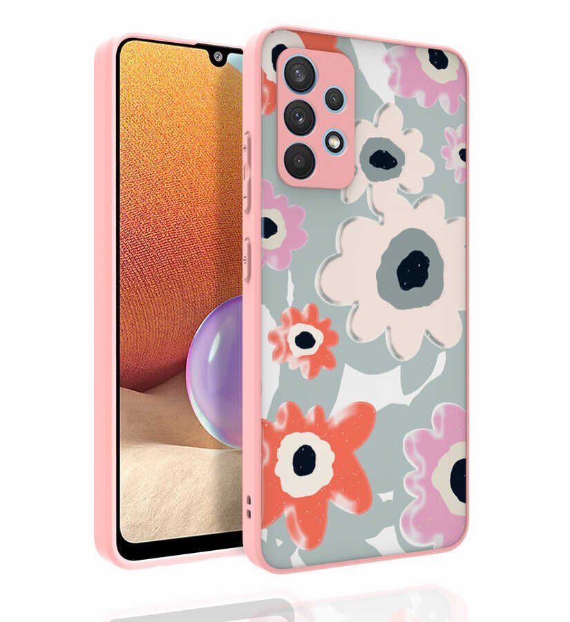 Samsung Galaxy A32 4G Kılıf Kabartmalı Kamera Korumalı Desenli Darbe Emici Renkli Kapak (Nora) NO5