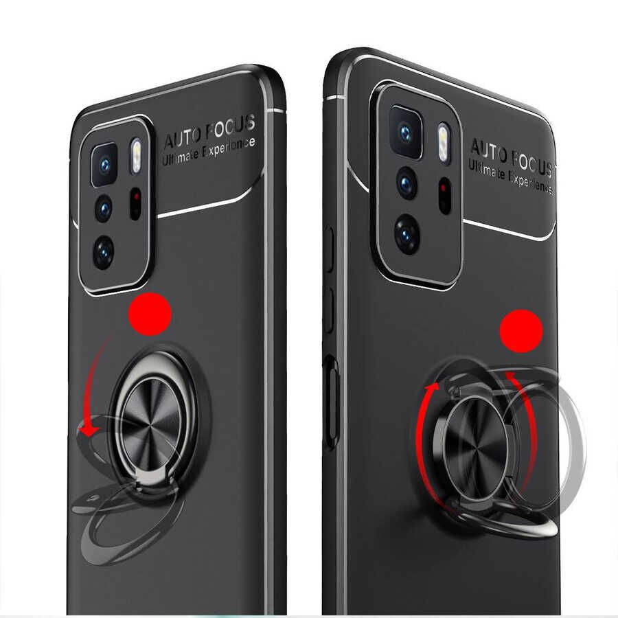 Xiaomi Poco X3 GT Kılıf Kamera Çıkıntılı Renkli Yüzüklü Standlı Mıknatıslı Kapak (RAVEL) Mavi