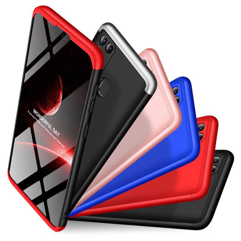 Samsung Galaxy M31 Kılıf 360 Tam Koruma Ön Ve Arka Sert Mika Kapak Orjinal Ays Gkk Kapak Siyah-Mavi