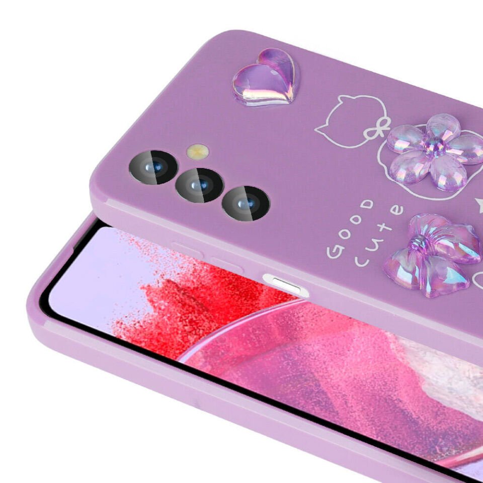 Samsung Galaxy M34 5G Kılıf Kamera Korumalı Kabartma Figürlü Parlak Silikon Kapak (Toys) Beyaz