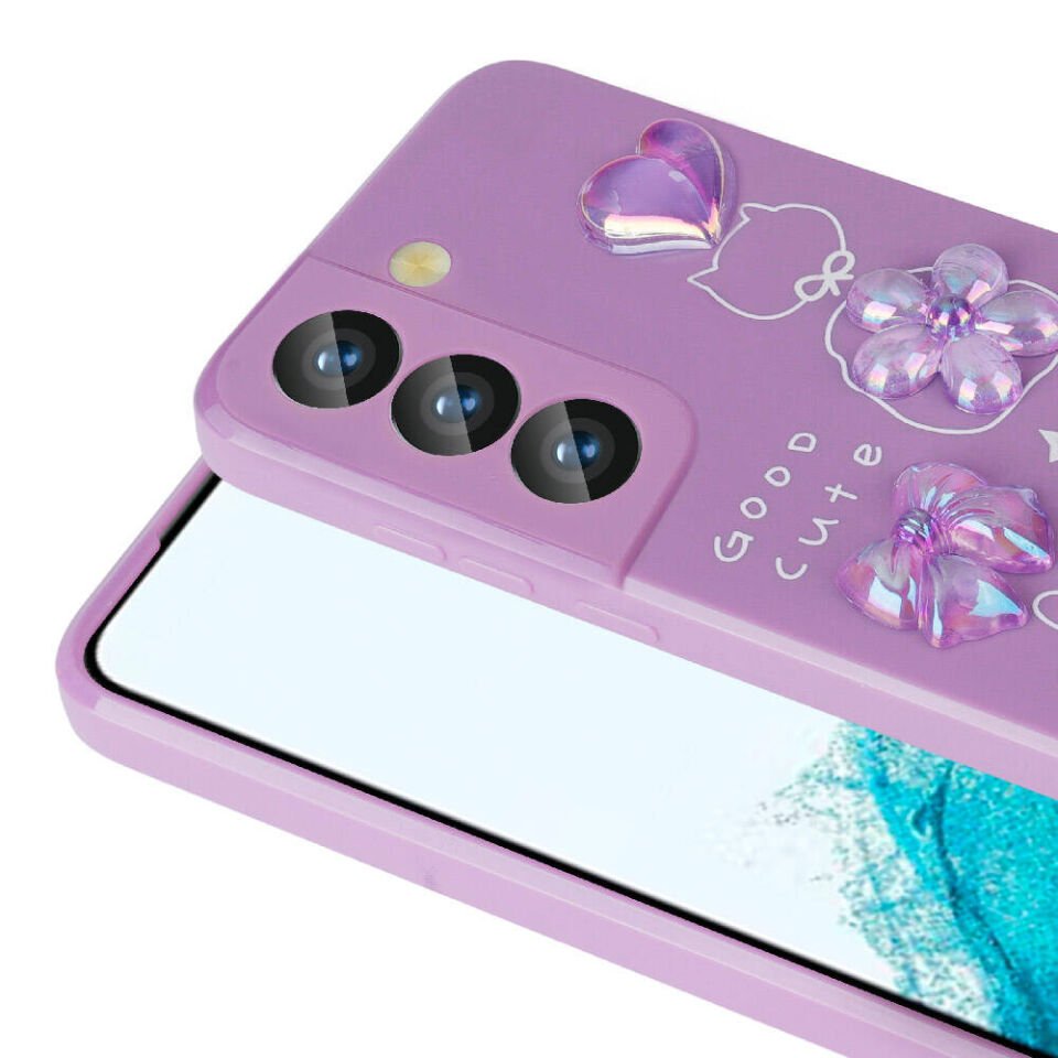 Samsung Galaxy S21 FE Kılıf Kamera Korumalı Kabartma Figürlü Parlak Silikon Kapak (Toys) Pembe