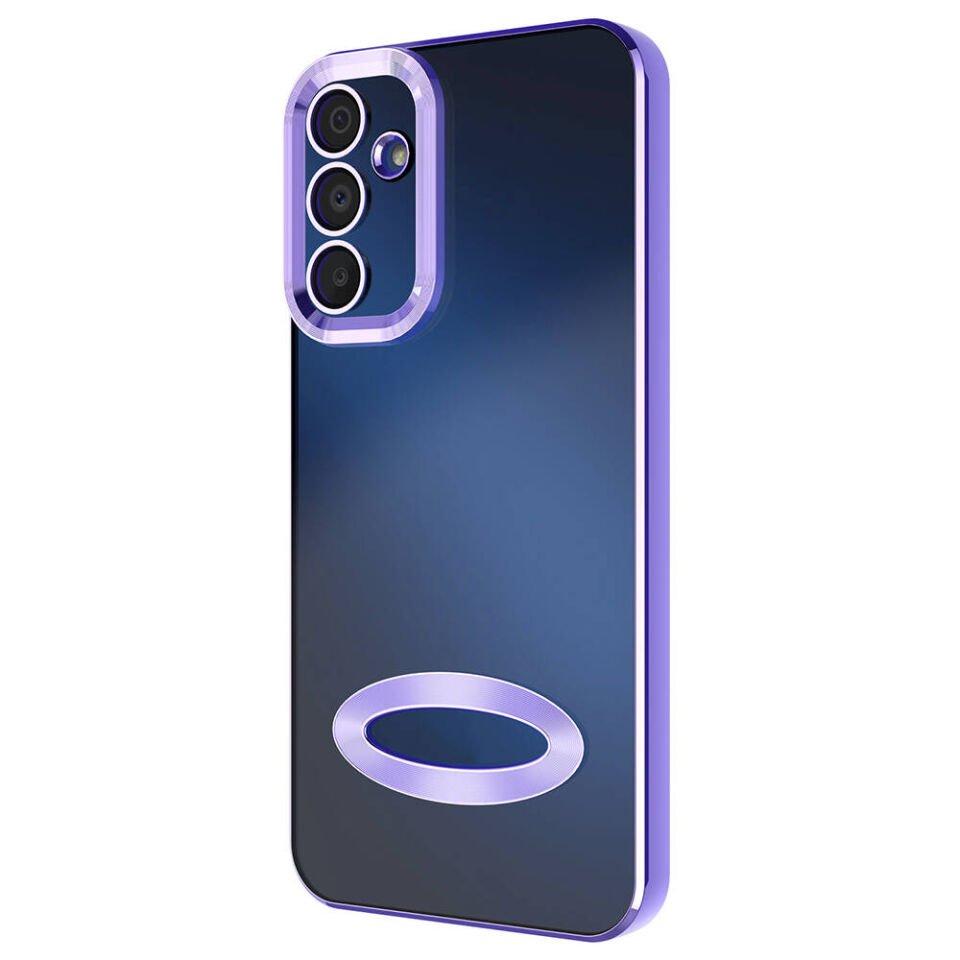 Samsung Galaxy A15 Kılıf Kamera Lens Korumalı Logo Gösteren Parlak Kenarlı Kapak (OMEGA) Siyah