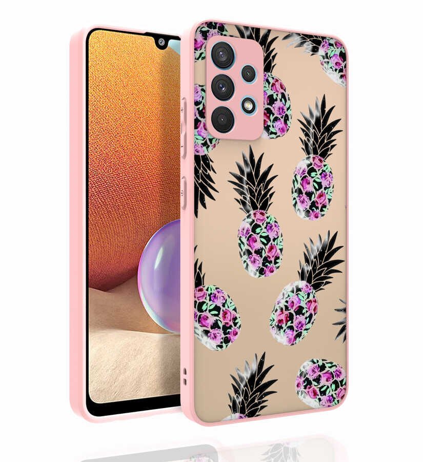 Samsung Galaxy A32 4G Kılıf Kabartmalı Kamera Korumalı Desenli Darbe Emici Renkli Kapak (Nora) NO1