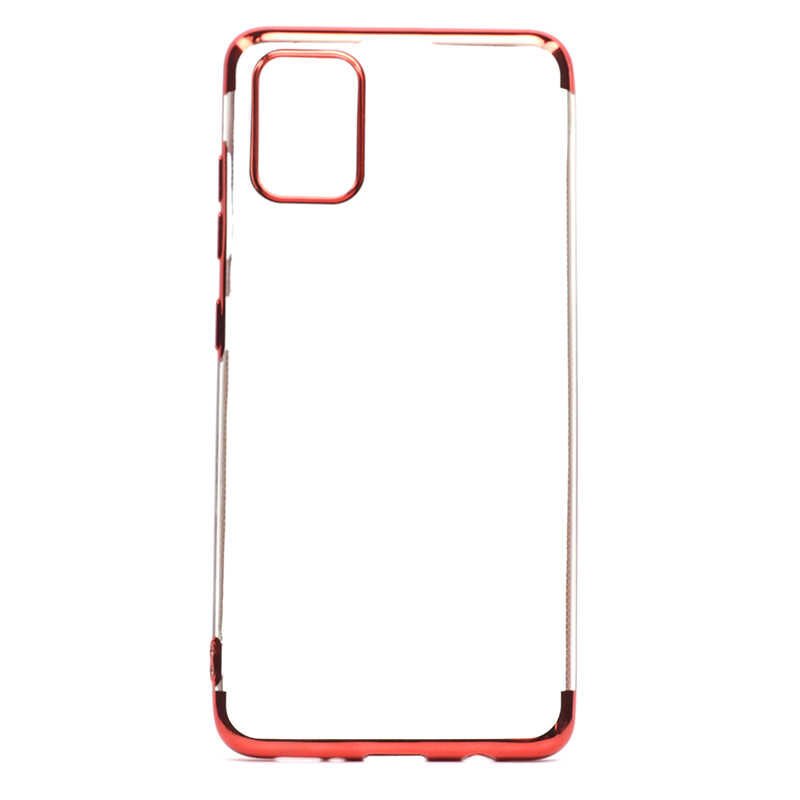 Samsung Galaxy A51 Kılıf Dört Köşe Renkli Lazer Şeffaf Silikon Kapak (GLİTTER) Rose Gold