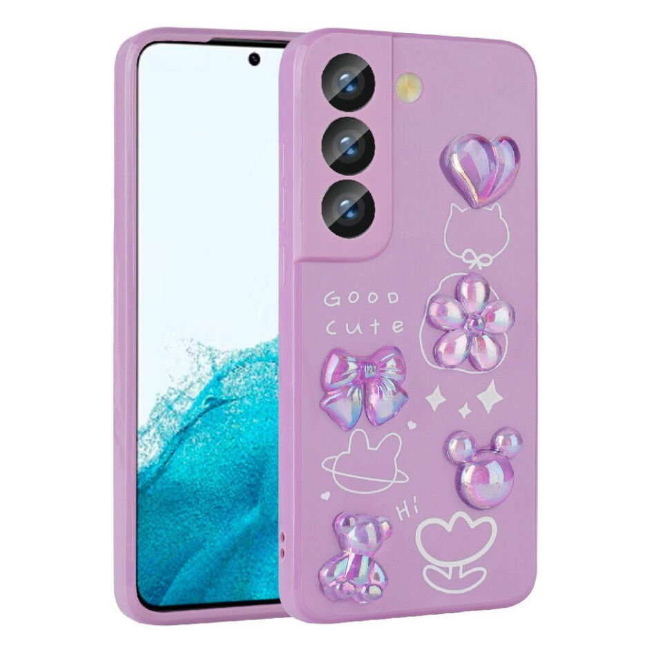 Samsung Galaxy S21 FE Kılıf Kamera Korumalı Kabartma Figürlü Parlak Silikon Kapak (Toys) Açık Yeşil
