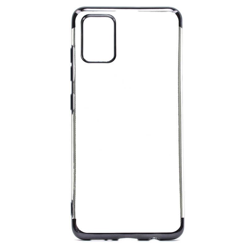Samsung Galaxy A71 Kılıf Dört Köşe Renkli Lazer Şeffaf Silikon Kapak (GLİTTER) Siyah