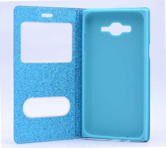 Samsung Galaxy S3 Kapaklı Kılıf Simli Mıknatıslı Kapak (DOLCE-SİM) Turkuaz