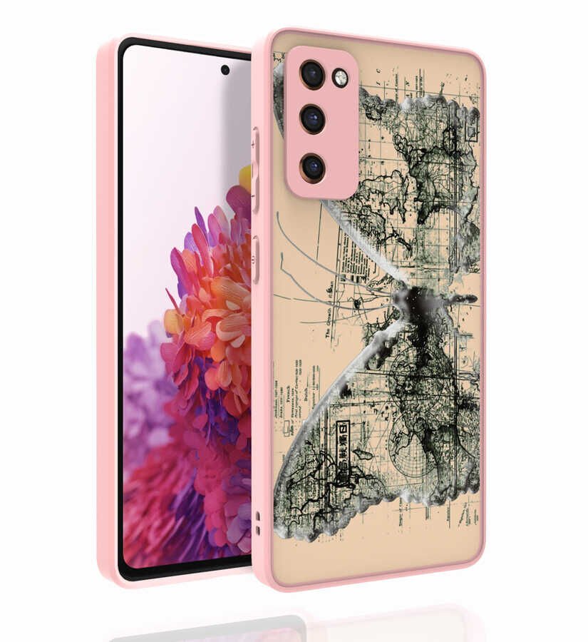 Samsung Galaxy S20 FE Kılıf Kabartmalı Kamera Korumalı Desenli Darbe Emici Renkli Kapak (Nora) NO4