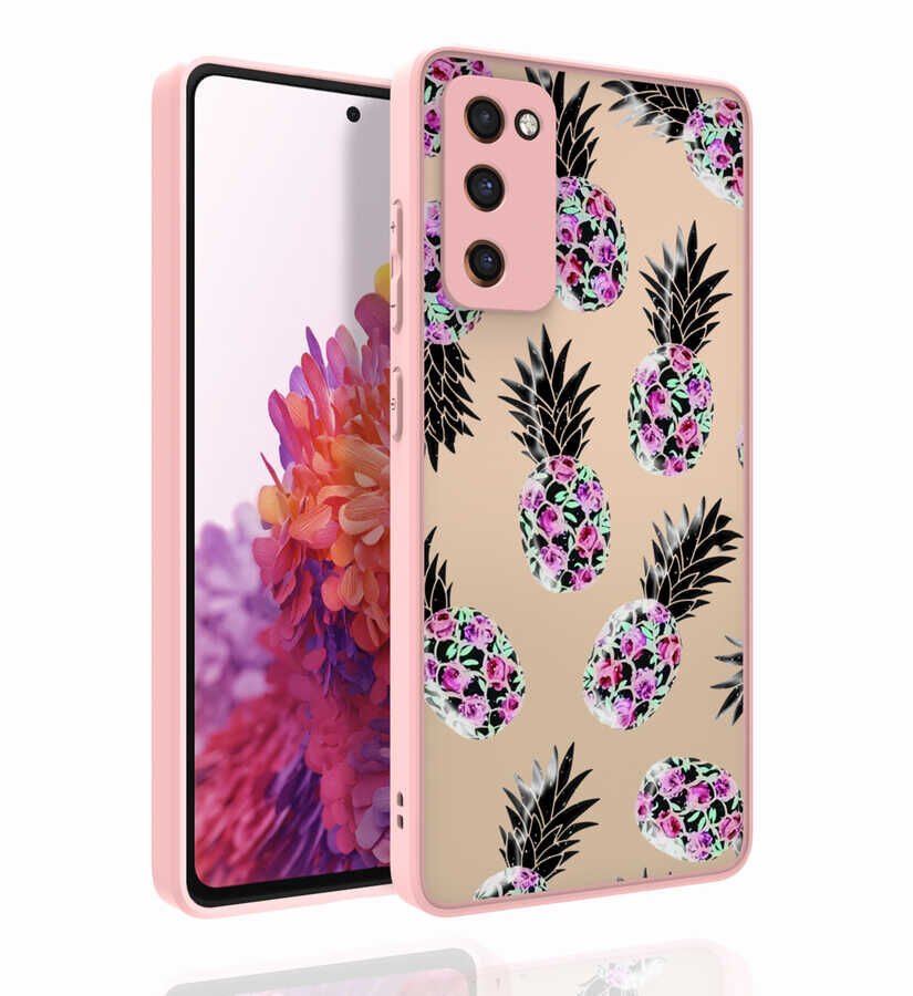 Samsung Galaxy S20 FE Kılıf Kabartmalı Kamera Korumalı Desenli Darbe Emici Renkli Kapak (Nora) NO1