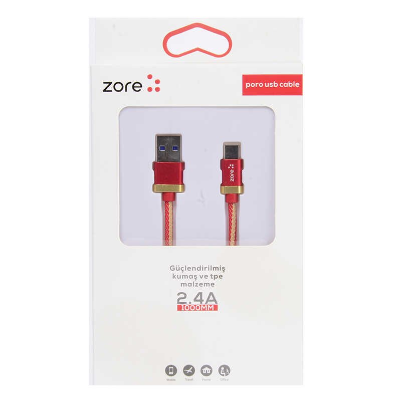 Poro Type-C Usb Kablo 1M Gold-Kırmızı