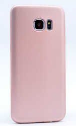 Samsung Galaxy S7 Edge Kılıf Yumuşak Dokulu Soft Esnek İnce Mat Renkli Silikon Kapak (PREMİER) Rose Gold