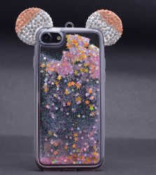 Apple iPhone SE 2022 Kılıf HEPTEKİLETİŞİM Micky Taşlı Sıvılı Silikon