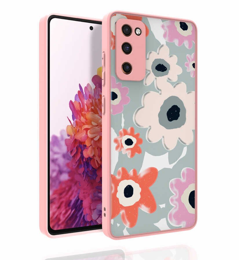 Samsung Galaxy S20 FE Kılıf Kabartmalı Kamera Korumalı Desenli Darbe Emici Renkli Kapak (Nora) NO5