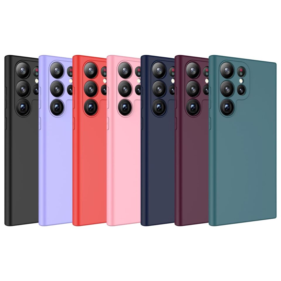 Samsung Galaxy S23 Ultra Kadife İç Yüzey Yumuşak Dokulu Kamera Korumalı İnce Kapak (MARA) Kırmızı