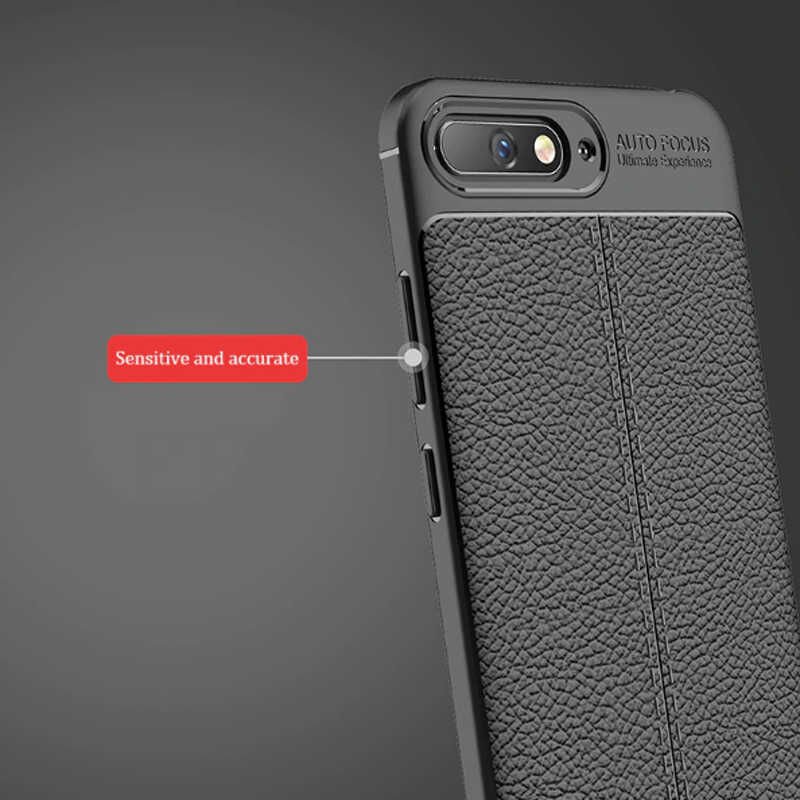 Huawei Y6 2018 Kılıf Deri Görünümlü Renk Atmayan Dayanaklı Silikon Kapak (NİSS) Siyah