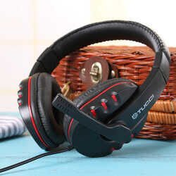 Hafif Portatif Kolayca Katlanıp Taşınabilir Dizayn Kulaklık (X6 Oyuncu Kulaklığı 3.5mm) Siyah-Kırmızı