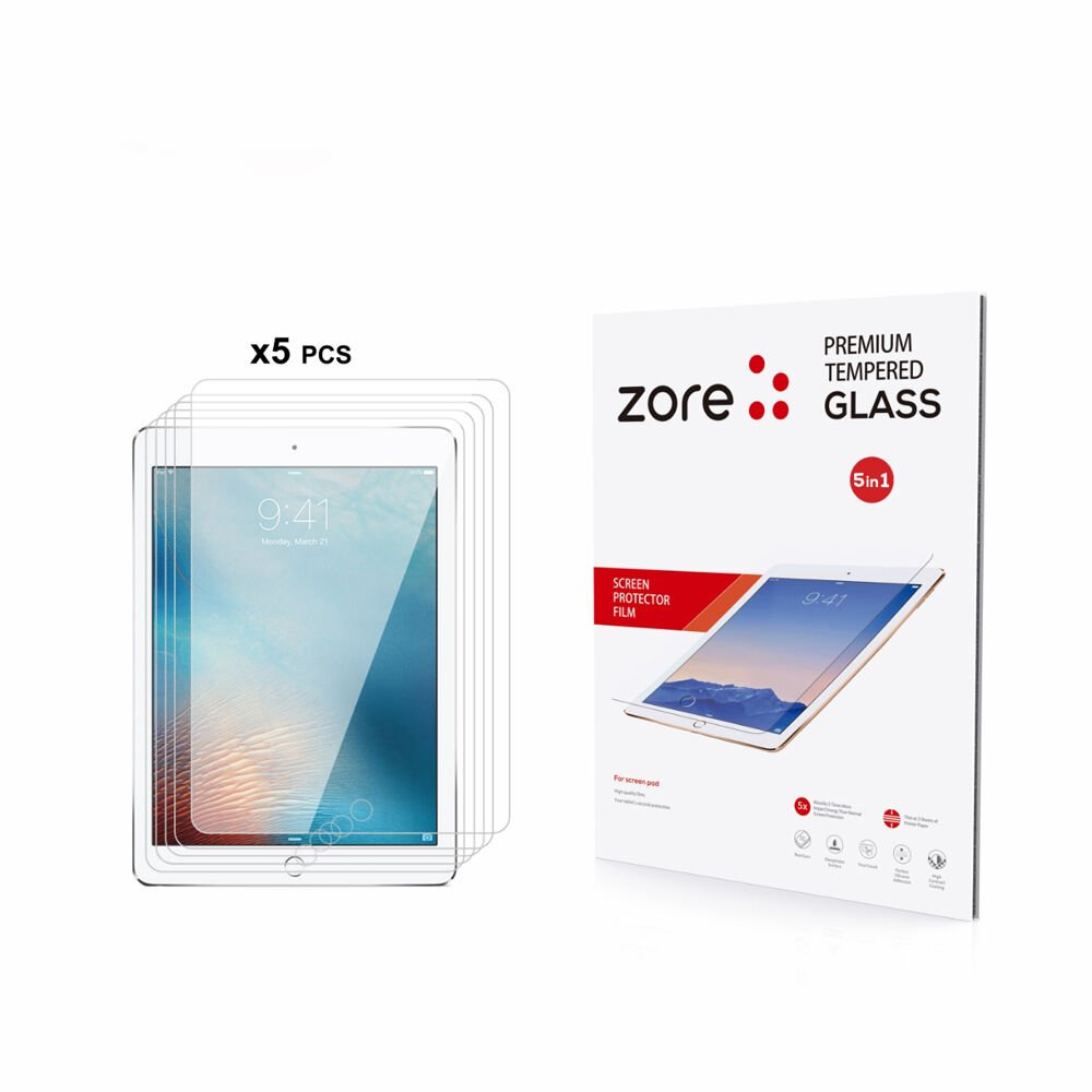 Apple iPad 9.7 2017 (5.Nesil) HEPTEKİLETİŞİM 5in1 Tablet Temperli Cam Ekran Koruyucu
