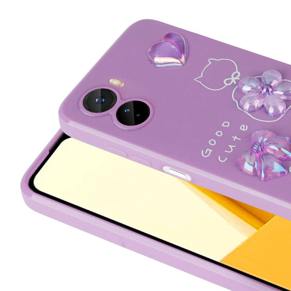 Vivo Y16 Kılıf Kamera Korumalı Kabartma Figürlü Parlak Silikon Kapak (Toys) Pembe