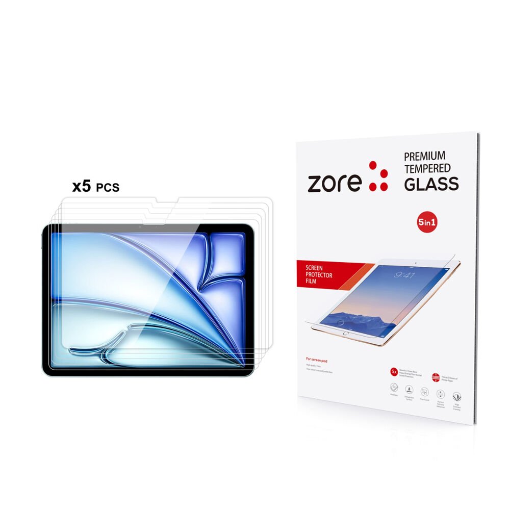 Apple iPad Air 11 2024 HEPTEKİLETİŞİM 5in1 Tablet Temperli Cam Ekran Koruyucu