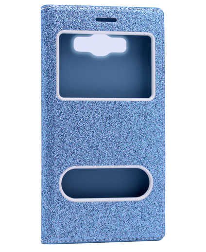 Samsung Galaxy J5 Kapaklı Kılıf Simli Mıknatıslı Kapak (DOLCE-SİM) Mor