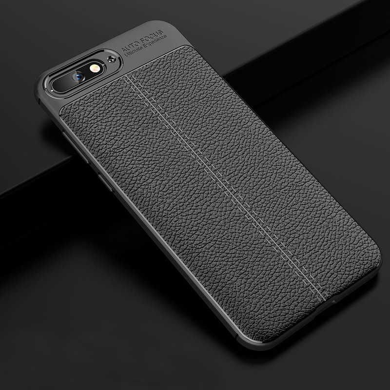 Huawei Y6 2018 Kılıf Deri Görünümlü Renk Atmayan Dayanaklı Silikon Kapak (NİSS) Gri