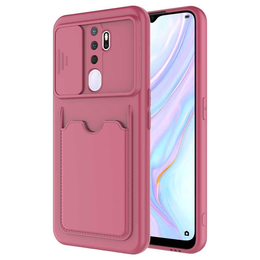 Oppo A5 2020 Kılıf Cüzdan Sürgülü Kamera Korumalı Kartllıklı Bölmeli Kapak (Kartix) Siyah