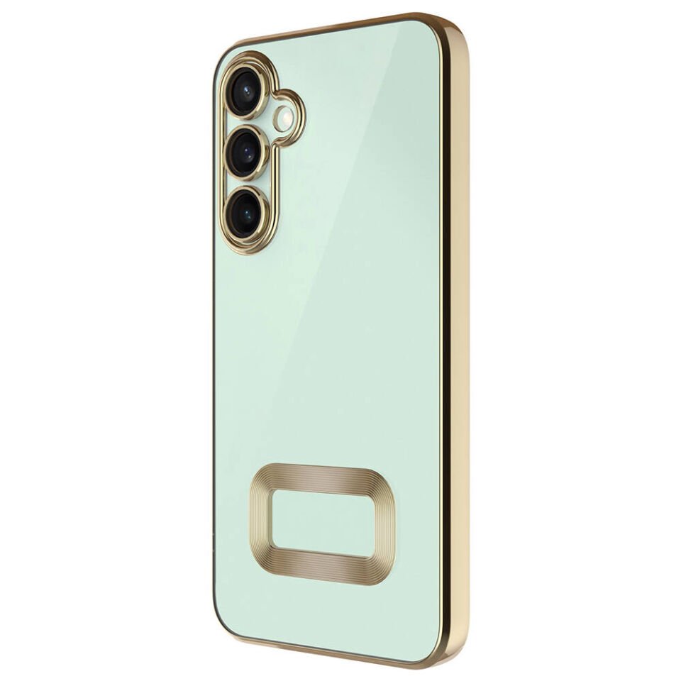 Samsung Galaxy A35 Kılıf Kamera Lens Korumalı Logo Gösteren Parlak Kenarlı Kapak (OMEGA) Siyah