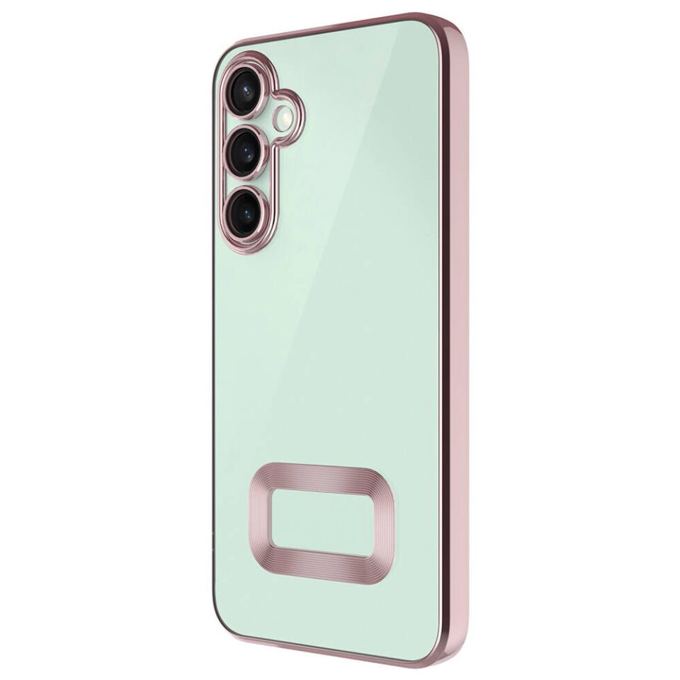 Samsung Galaxy A35 Kılıf Kamera Lens Korumalı Logo Gösteren Parlak Kenarlı Kapak (OMEGA) Siyah
