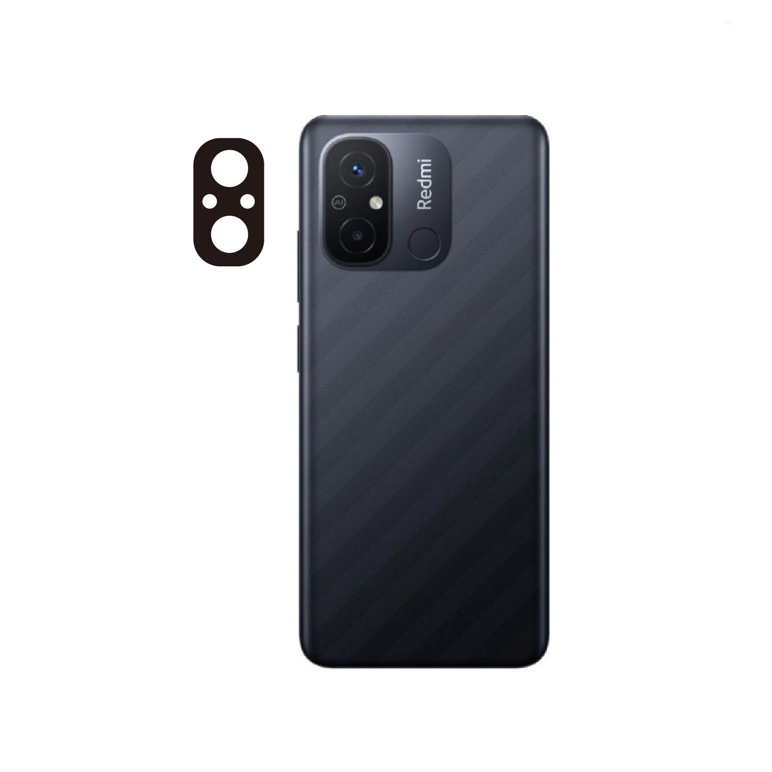 Xiaomi Redmi 12C Kamera Lens Koruyucu Siyah Çerçeveli Korunaklı (3D K.C) Siyah