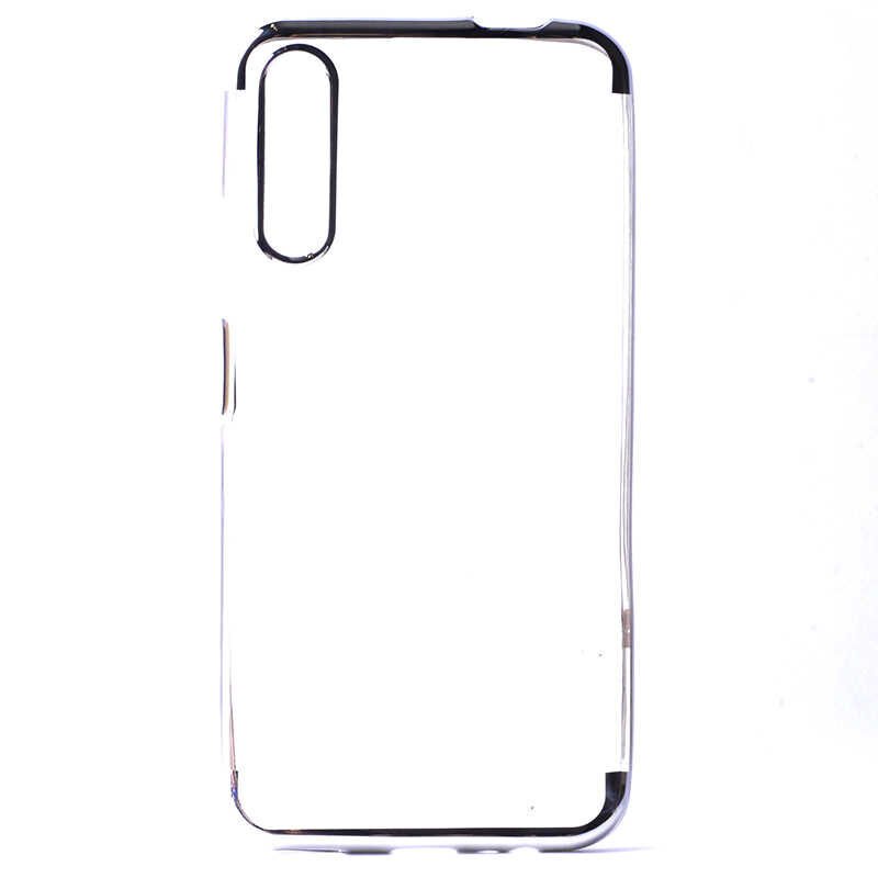 Huawei P Smart Pro 2019 Kılıf Dört Köşe Renkli Lazer Şeffaf Silikon Kapak (GLİTTER) Gri