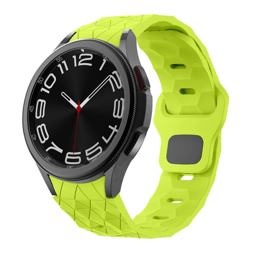 Samsung Galaxy Watch 6 44mm 20mm Futbol Desenli Spor Tasarımlı Silikon Kordon (KRD-116) Yeşil