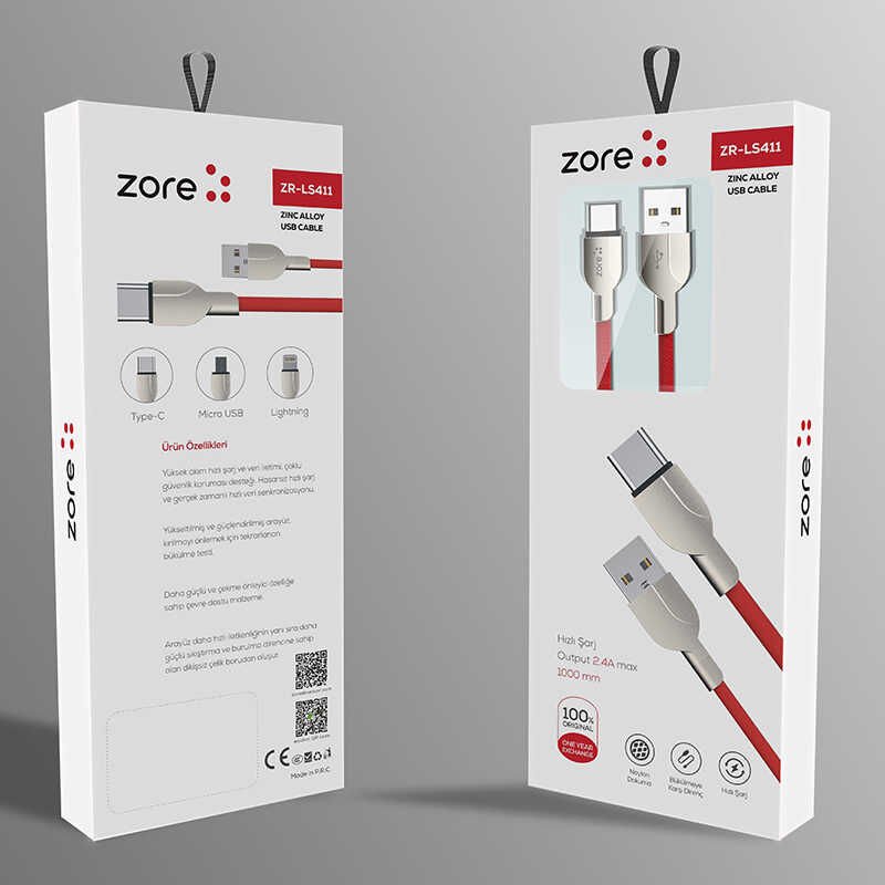 ZR-LS411 Lightning Usb Kablo Mavi