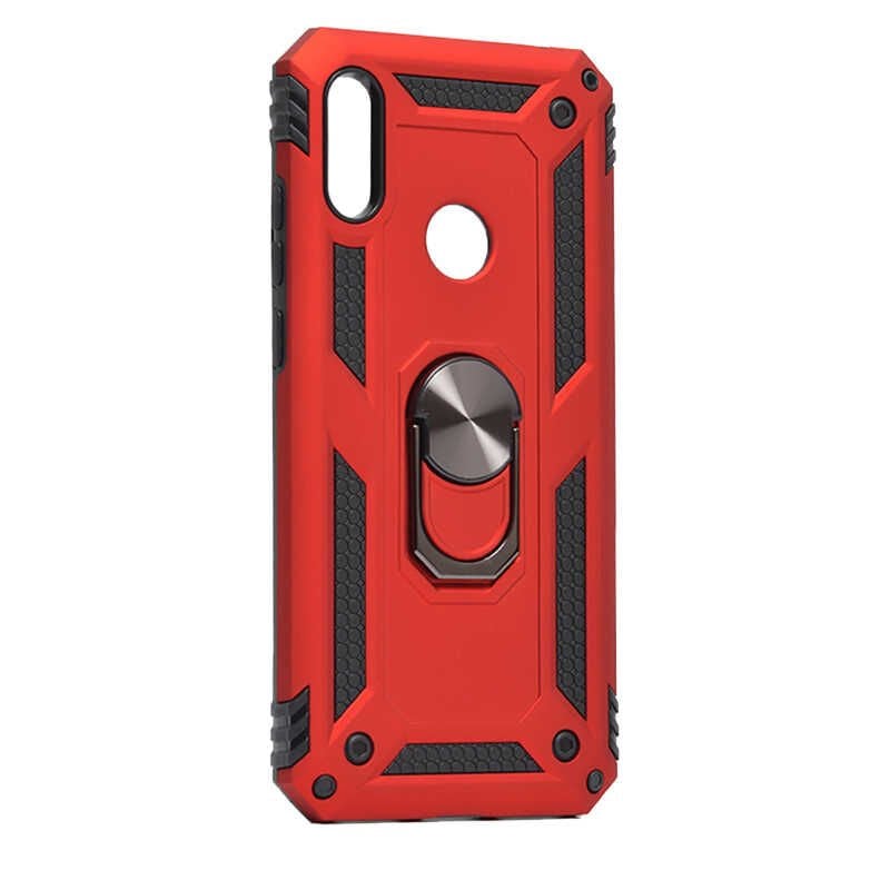 Huawei Y6S 2019 Kılıf Tank Zırh Yüzüklü Mıknatıslı Standlı Kapak (VEGA) Gold