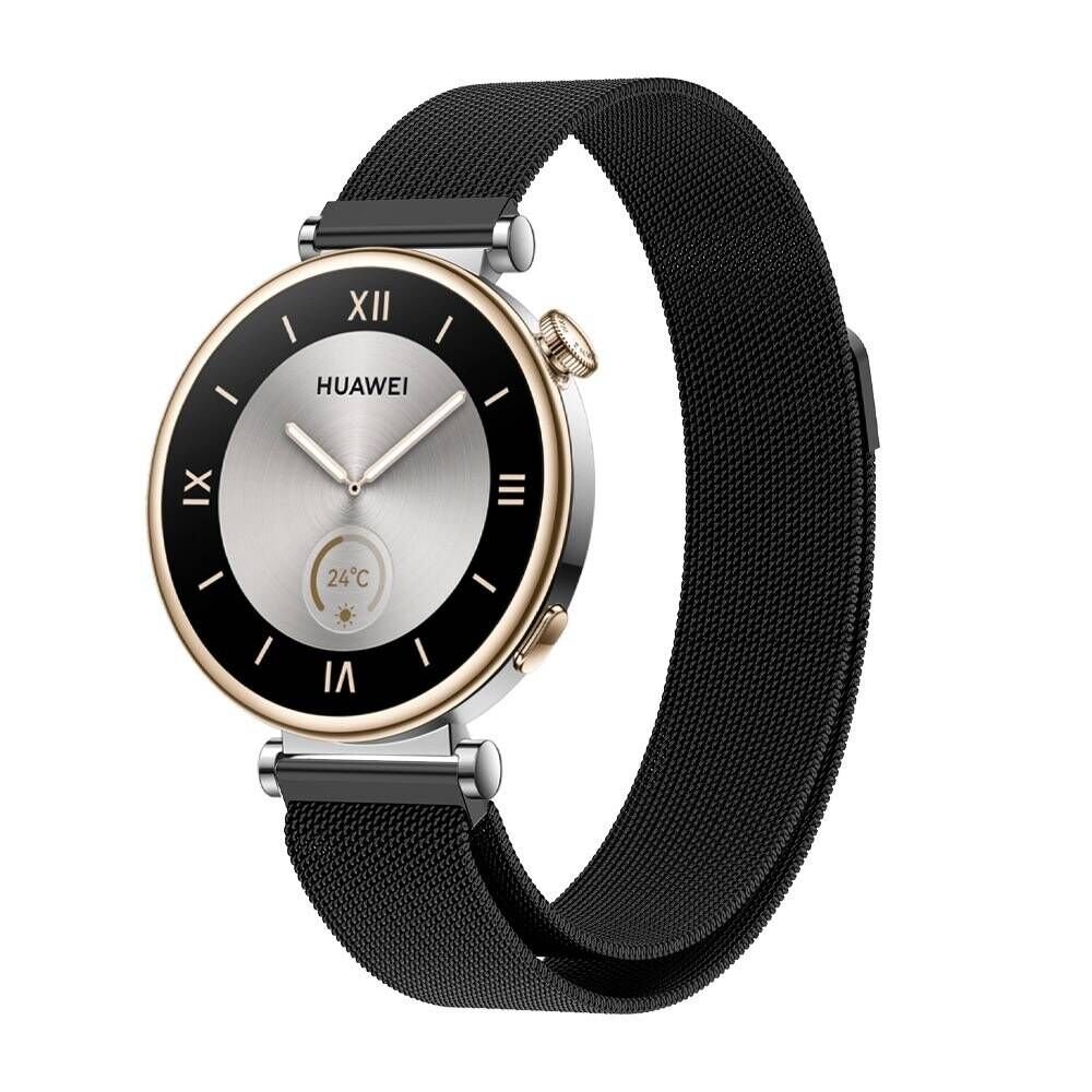 Huawei Watch GT4 41mm (18 mm) Metal Kordon Paslanmaz Çelik Örgü (KRD-01) Siyah