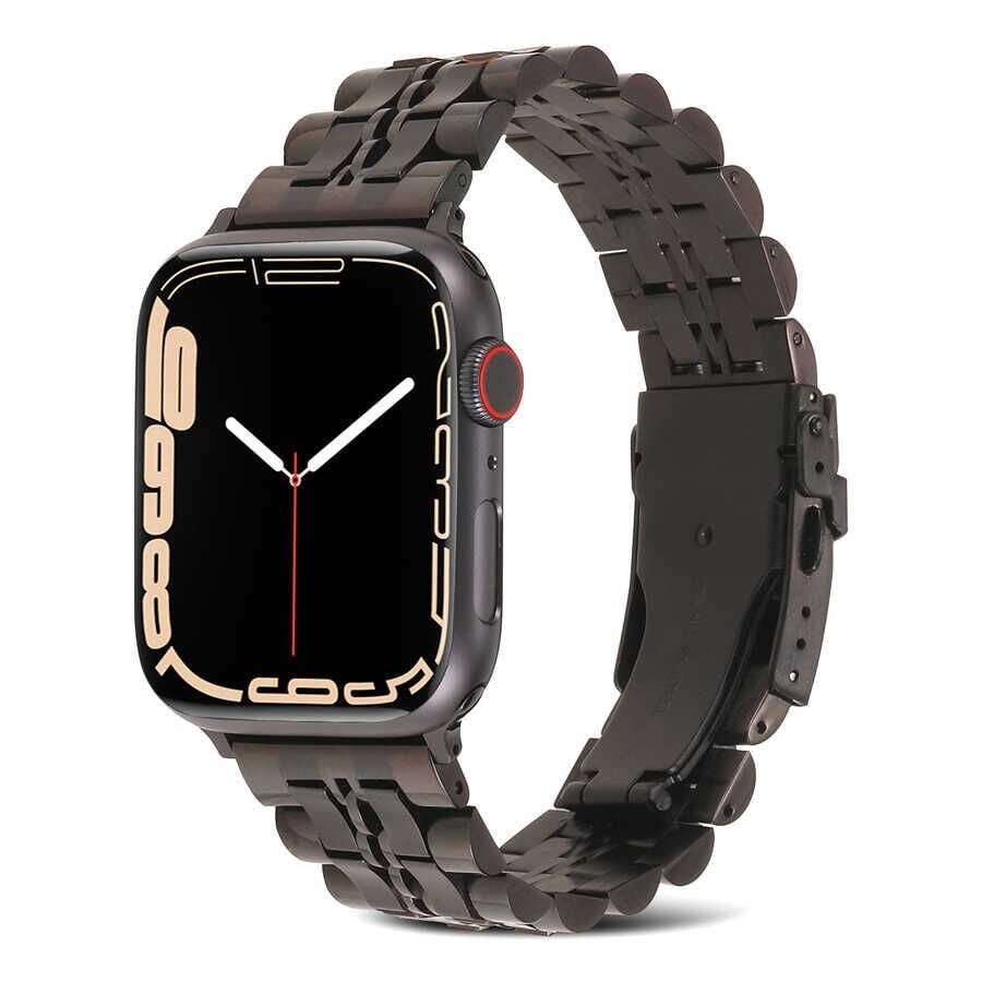 Apple Watch 2/3/4/5/6/7/8/se/nike 38mm 40mm 41mm Metal Kordon Tasarım (KRD-54) Rose Gold