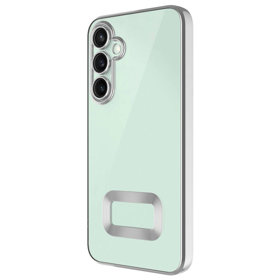 Samsung Galaxy A55 Kılıf Kamera Lens Korumalı Logo Gösteren Parlak Kenarlı Kapak (OMEGA) Gold