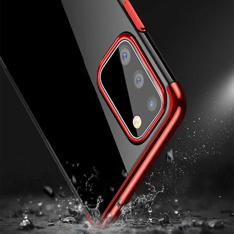 Samsung Galaxy A91 (S10 Lite) Kılıf Dört Köşe Renkli Lazer Şeffaf Silikon Kapak (GLİTTER) Siyah