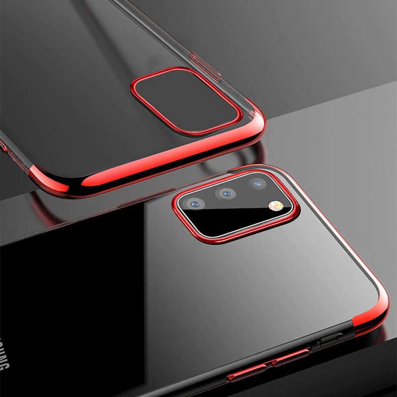 Samsung Galaxy A91 (S10 Lite) Kılıf Dört Köşe Renkli Lazer Şeffaf Silikon Kapak (GLİTTER) Siyah