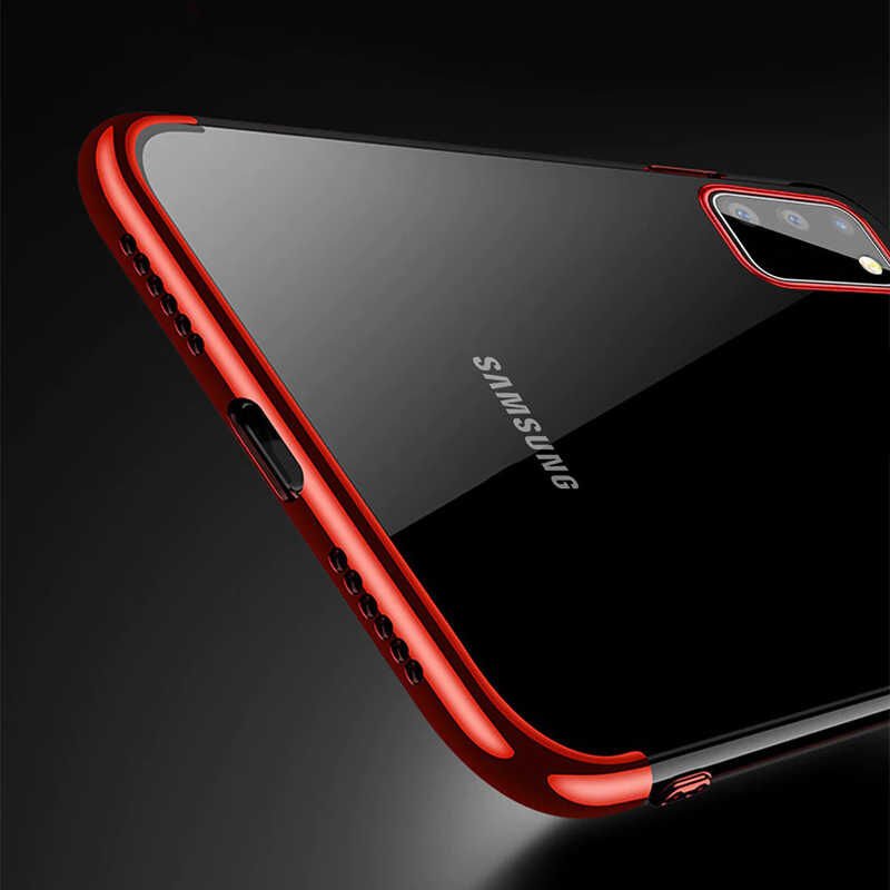 Samsung Galaxy A91 (S10 Lite) Kılıf Dört Köşe Renkli Lazer Şeffaf Silikon Kapak (GLİTTER) Siyah
