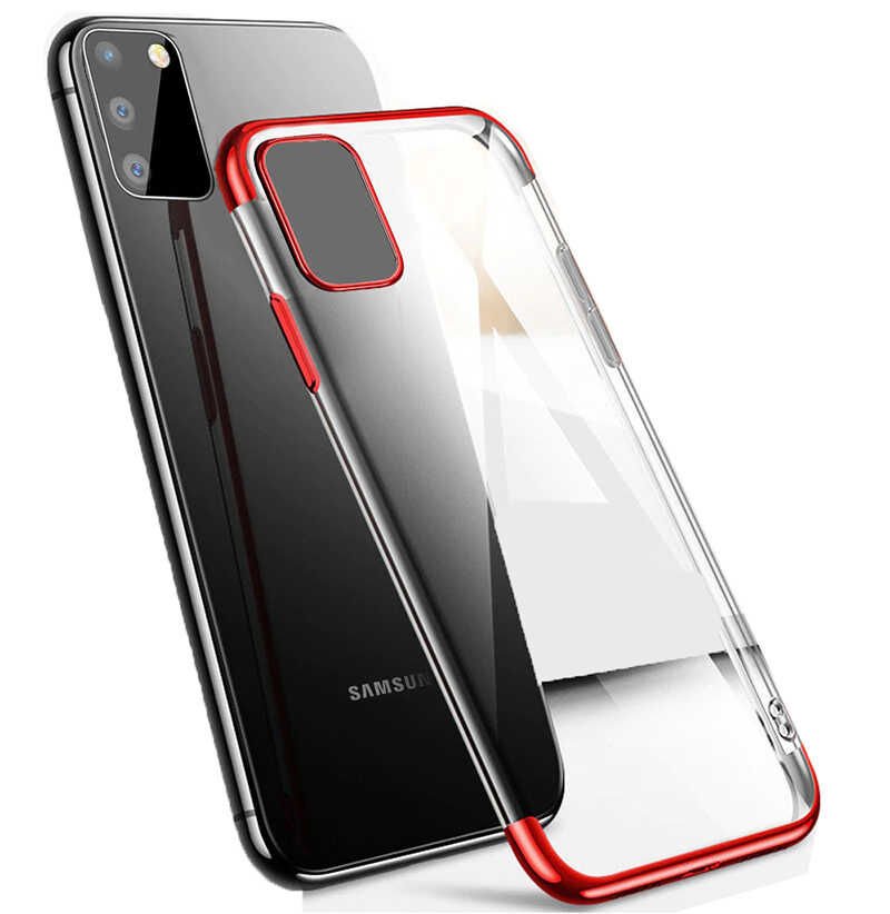 Samsung Galaxy A91 (S10 Lite) Kılıf Dört Köşe Renkli Lazer Şeffaf Silikon Kapak (GLİTTER) Siyah