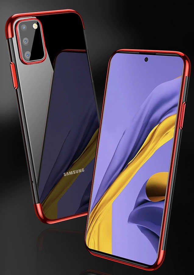 Samsung Galaxy A91 (S10 Lite) Kılıf Dört Köşe Renkli Lazer Şeffaf Silikon Kapak (GLİTTER) Siyah