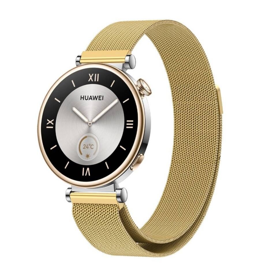 Huawei Watch GT4 41mm (18 mm) Metal Kordon Paslanmaz Çelik Örgü (KRD-01) Gold