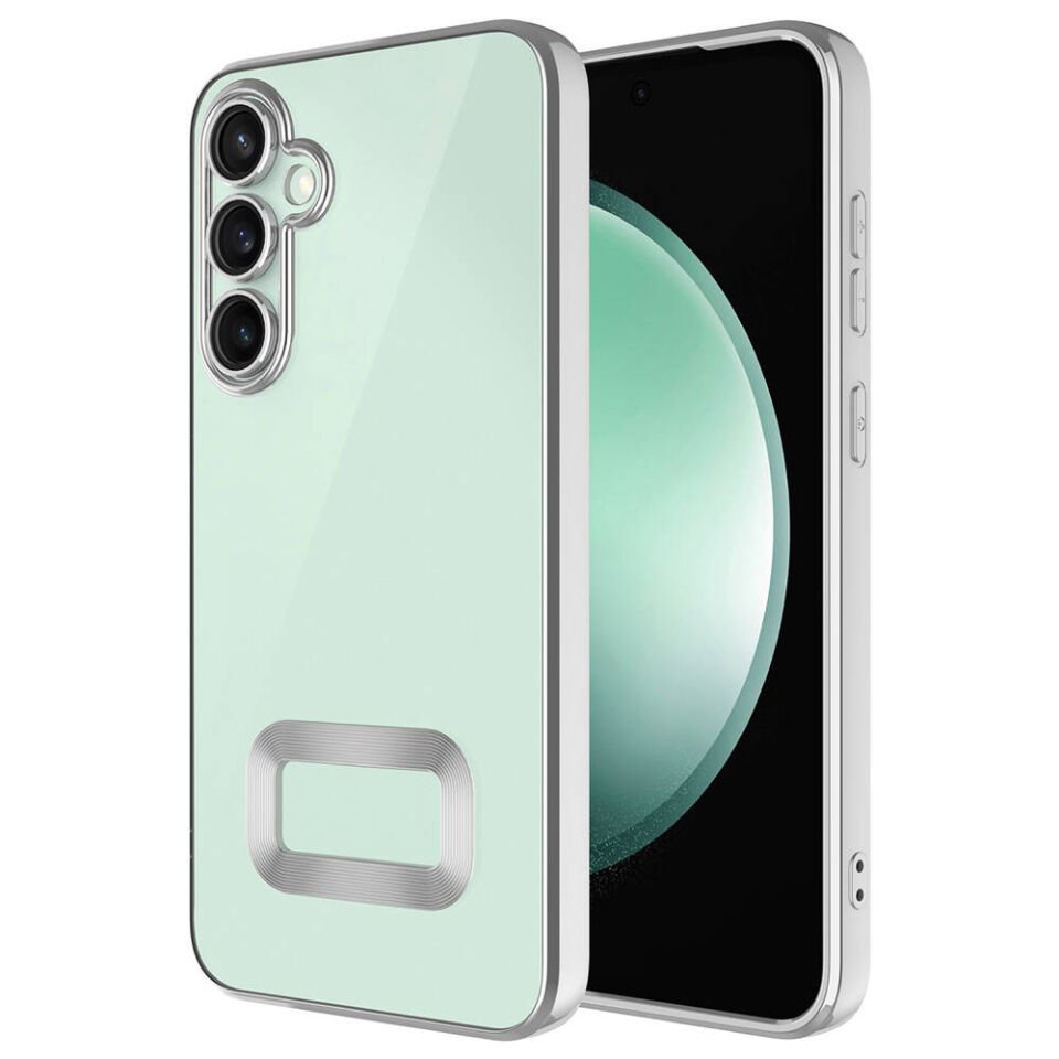 Samsung Galaxy A55 Kılıf Kamera Lens Korumalı Logo Gösteren Parlak Kenarlı Kapak (OMEGA) Rose Gold