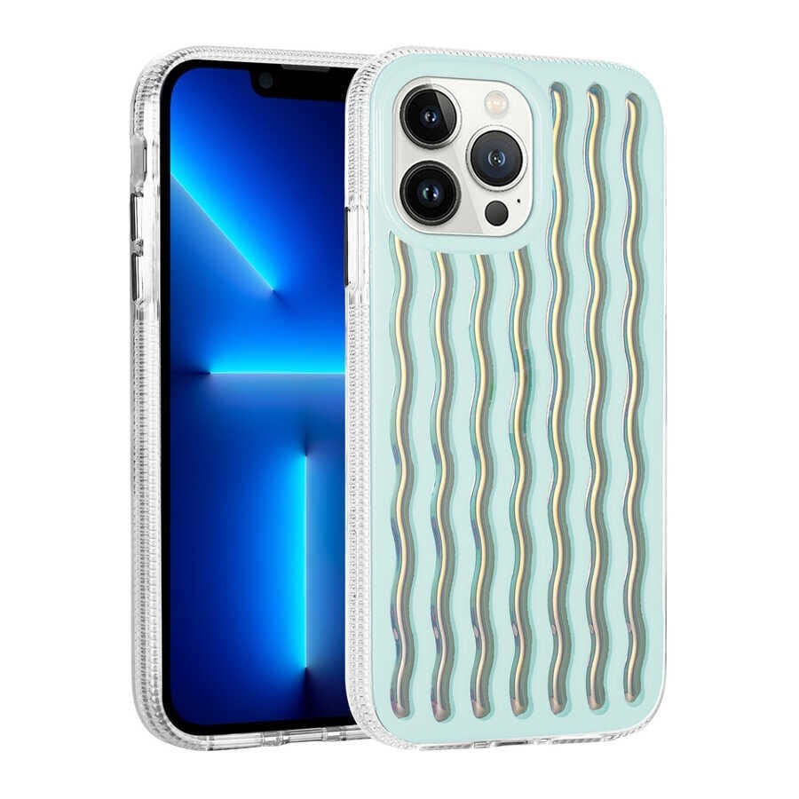 Apple  iPhone 14 Pro Kılıf Kamera Çıkıntılı Kabartmalı Dalgalı Transparan Parlak Kapak (İSMİRA) NO4