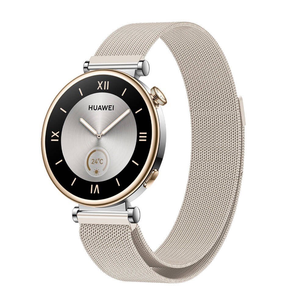 Huawei Watch GT4 41mm (18 mm) Metal Kordon Paslanmaz Çelik Örgü (KRD-01) Starlight