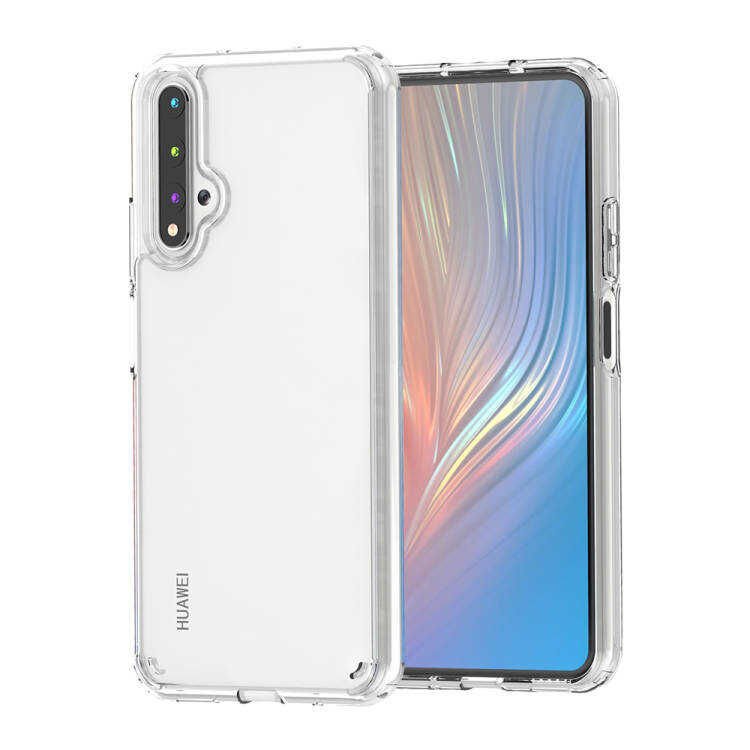 Huawei Honor 20 Kılıf Kamera Çıkıntılı Şeffaf Darbe Emici Sert Silikon Kapak (COSS) Renksiz