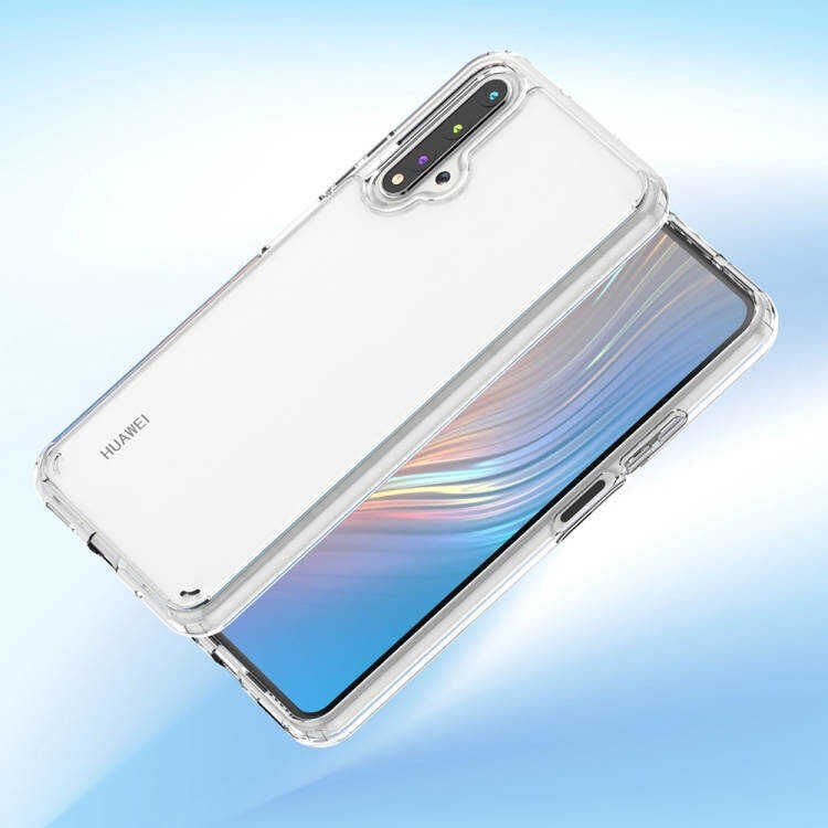 Huawei Honor 20 Kılıf Kamera Çıkıntılı Şeffaf Darbe Emici Sert Silikon Kapak (COSS) Renksiz