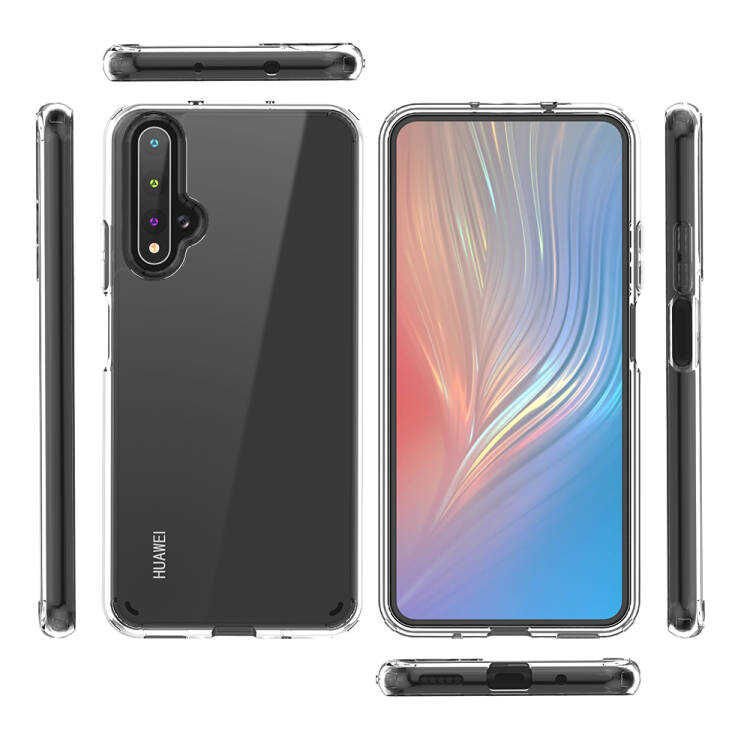 Huawei Honor 20 Kılıf Kamera Çıkıntılı Şeffaf Darbe Emici Sert Silikon Kapak (COSS) Renksiz