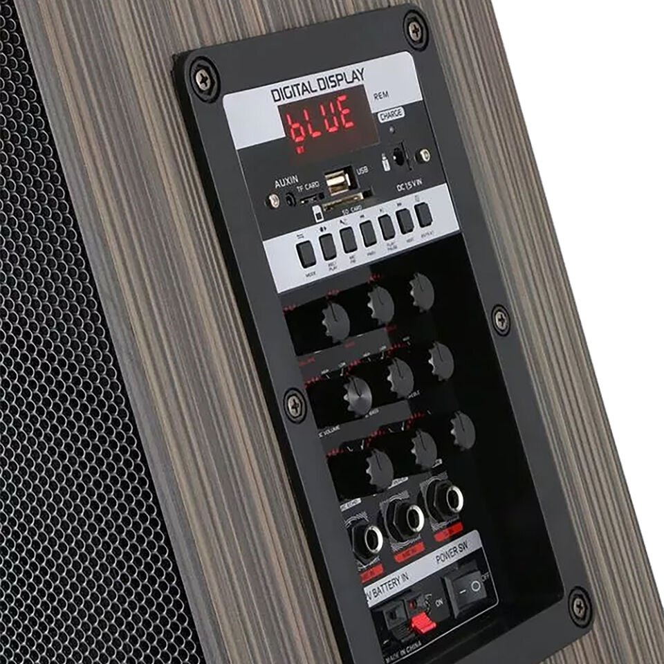 HEPTEKİLETİŞİM LT-908 Dijital LED Göstergeli FM Radyolu Mikrofonlu TWS 8 inç Stereo Bass Kablosuz Karaoke Hoparlör