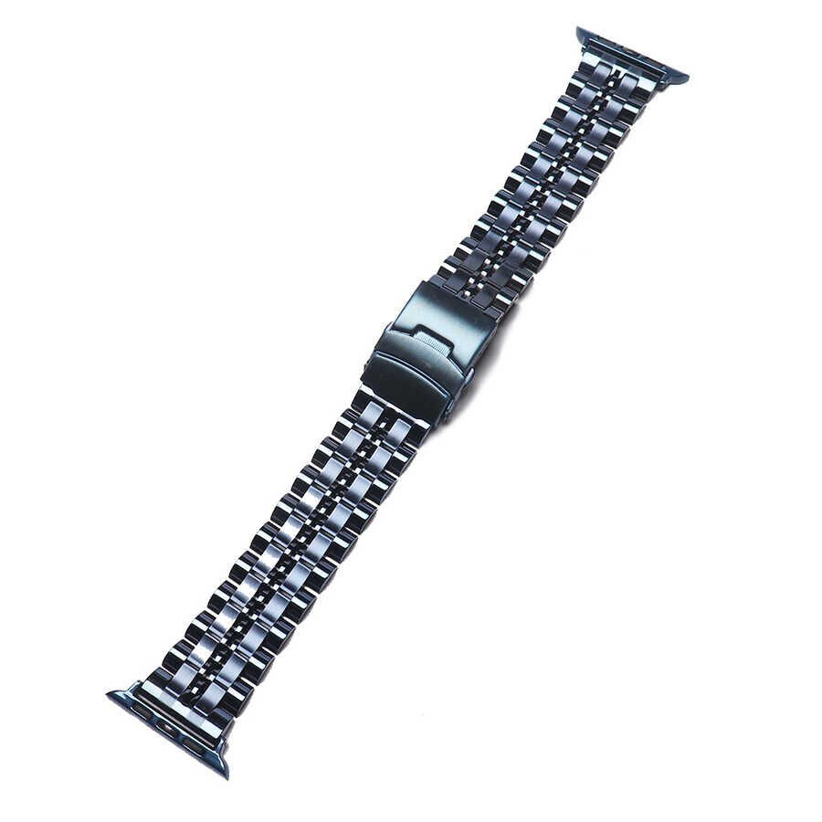 Apple Watch 2/3/4/5/6/7/8/se/nike 38mm 40mm 41mm Metal Kordon Tasarım (KRD-54) Lacivert